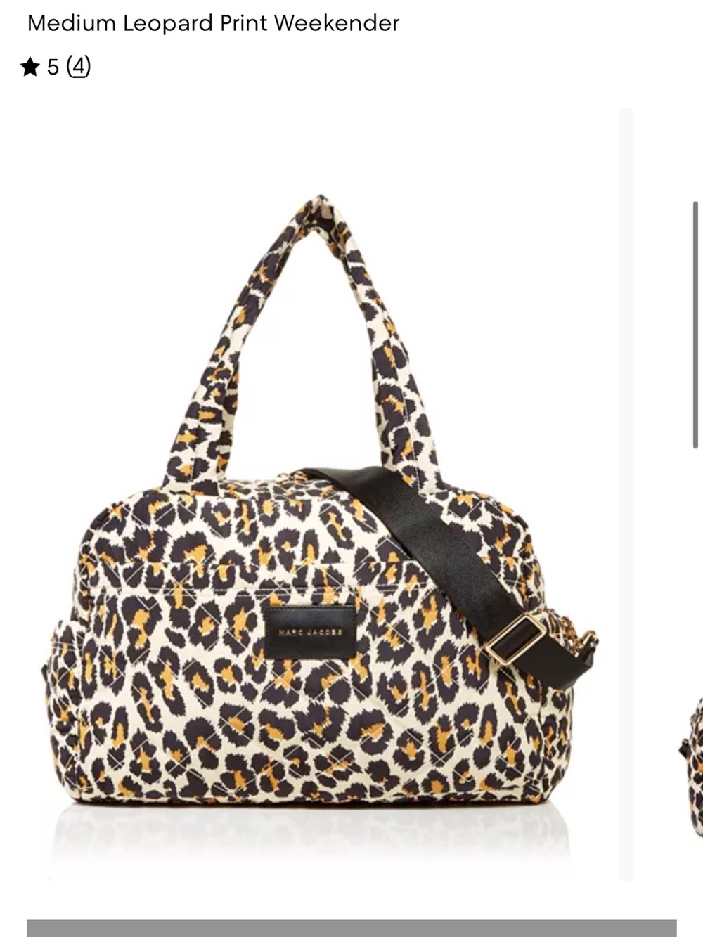 Marc Jacobs Leopard Print Travel Bag in Black, Tan & Cream